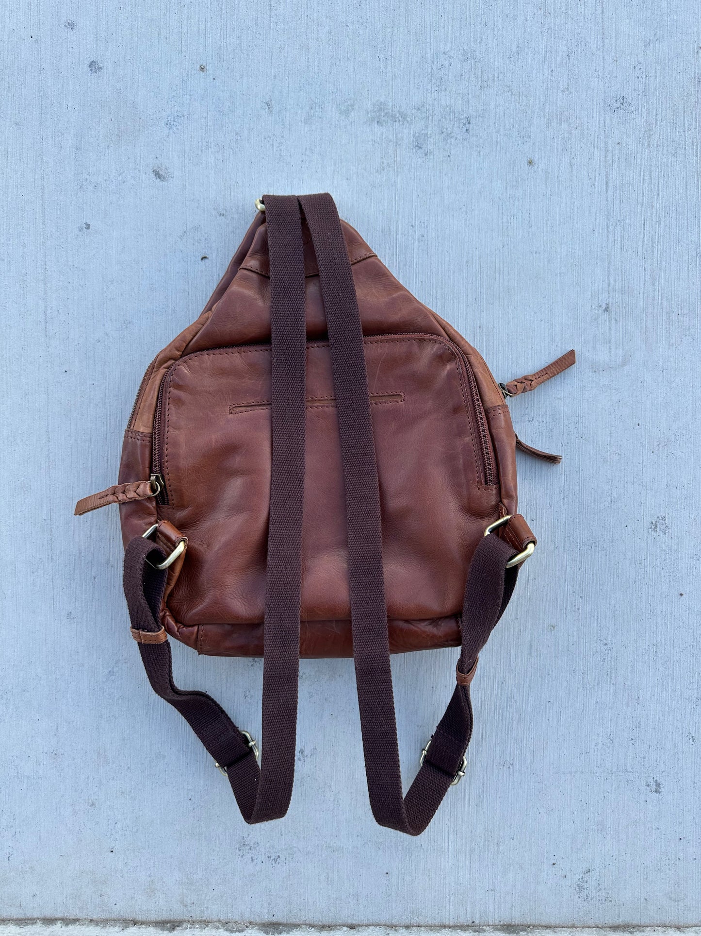 Leather/ cotton backpack