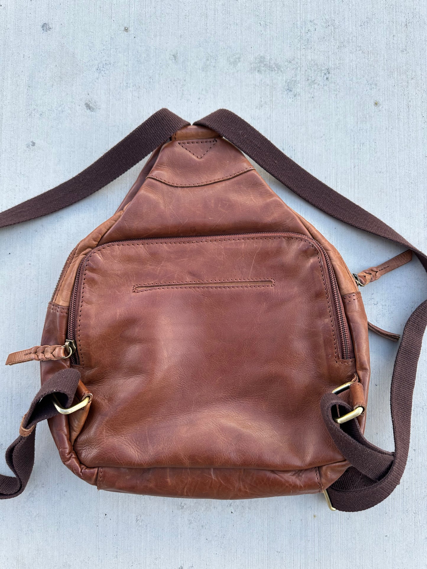 Leather/ cotton backpack