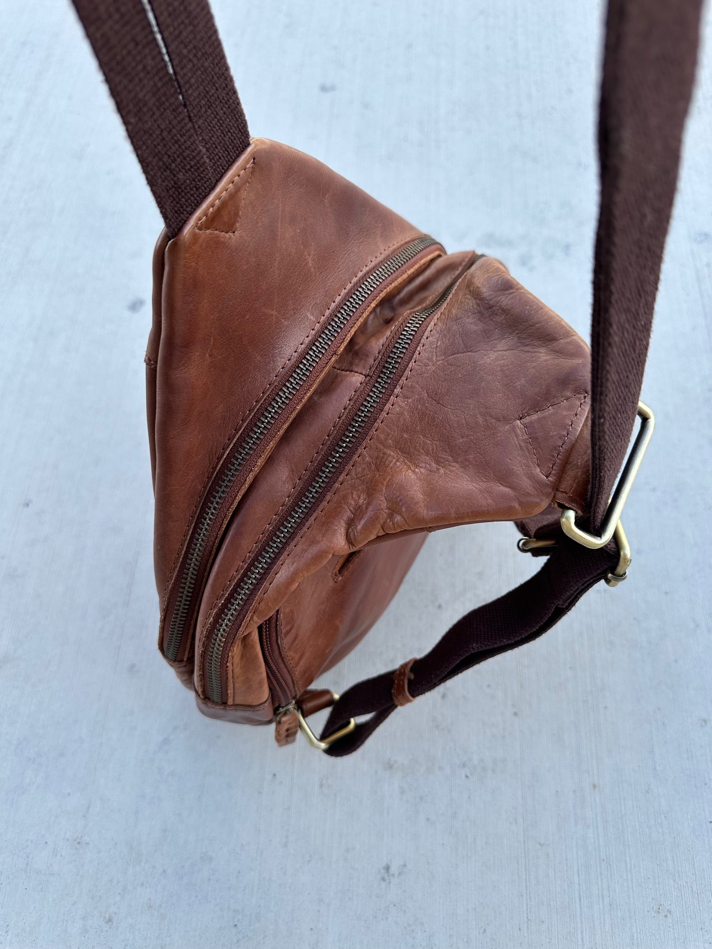 Leather/ cotton backpack