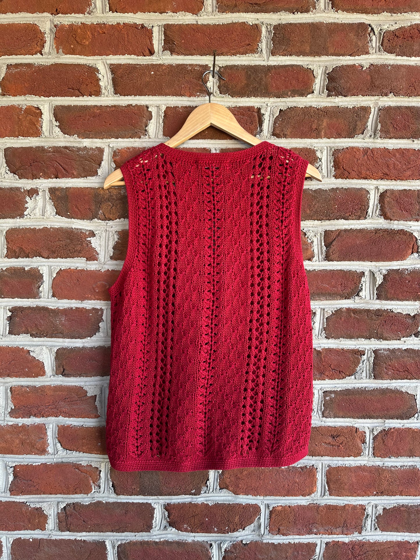 Red Knit Button Vest