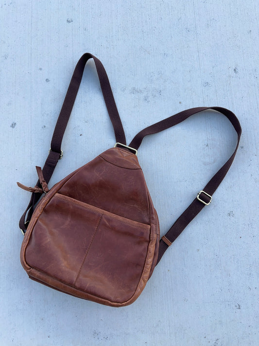 Leather/ cotton backpack